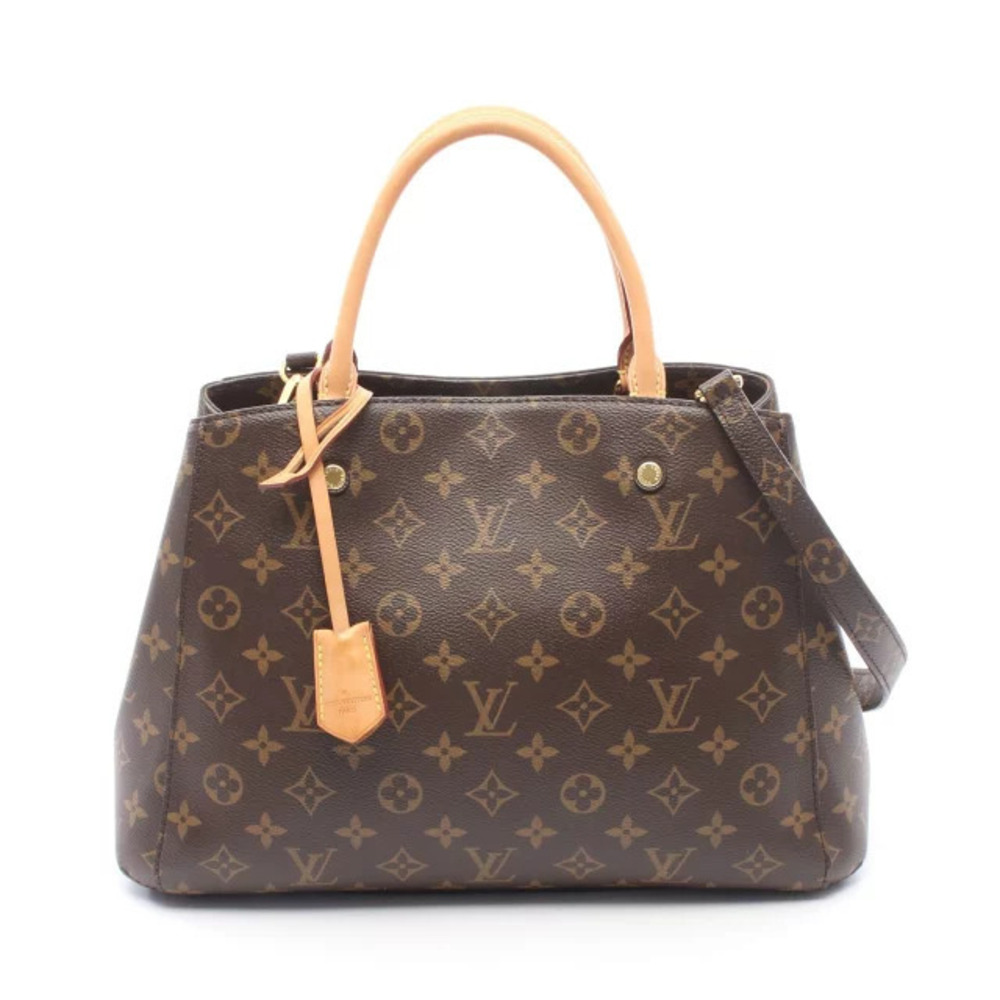 Louis Vuitton Montaigne Monogram Handbag Canvas Leather Brown